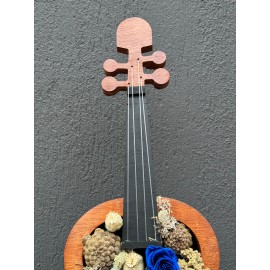 DEKORATİF AHŞAP KEMAN MAVİ SOLMAYAN GÜL